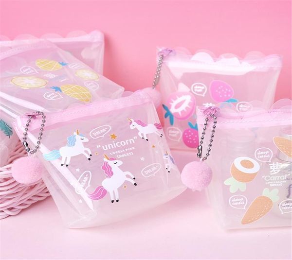 PVC Obst Einhorn Gedruckt Geldbörse Transparent Protable Nette Geld ID Karte Zipper Wallet Organizer Für Mädchen Geschenk3542383