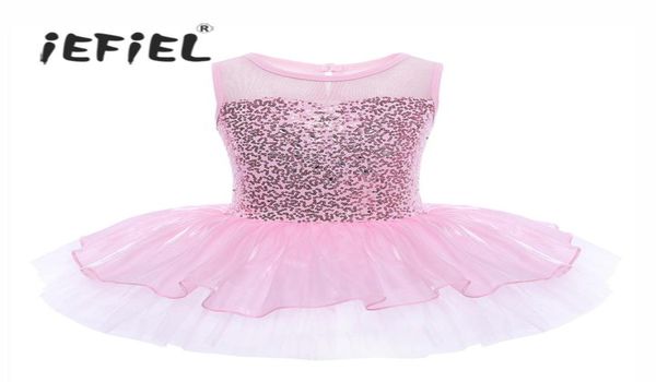 iEFiEL Mädchen ärmellose Pailletten formelles Ballett-Tanz-Gymnastik-Trikot-Kleid Ballett-Tänzer-Tutu für Kinder Kinder 039er Ballerina7721348