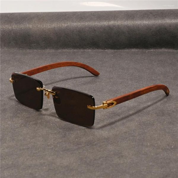 Sonnenbrille Rockjoy Titanium Stone Brown Herren Damen Randlos Natürliche Minerallinse Kühl und feuchtigkeitsspendend für die Augen Anti-Kratzer