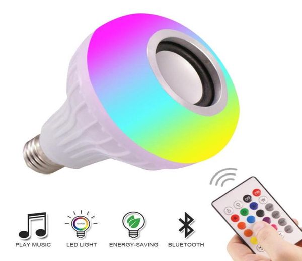 Lampadina intelligente E27 Led RGB con altoparlante Bluetooth wireless Lampadina 2 in 1 Lampada bianca Lettore musicale leggero Dimmerabile e telecomando4330675