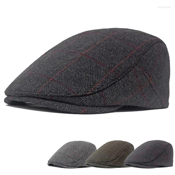 Berretti 1 Pz Autunno Inverno Uomo Berretto Berretto Gatsby Tweed Cappello a punta Moda britannica Caldo Sboy Accessori da uomo