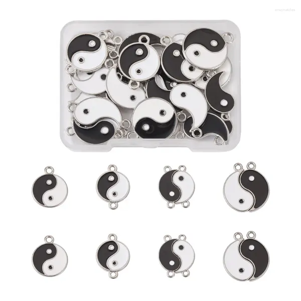 Colares Pingente 20 Pçs / Caixa Liga Esmalte Yin Yang Conector Encantos Pingentes Para DIY Artesanato Pulseira Colar Brincos Jóias Fazendo Encontrar