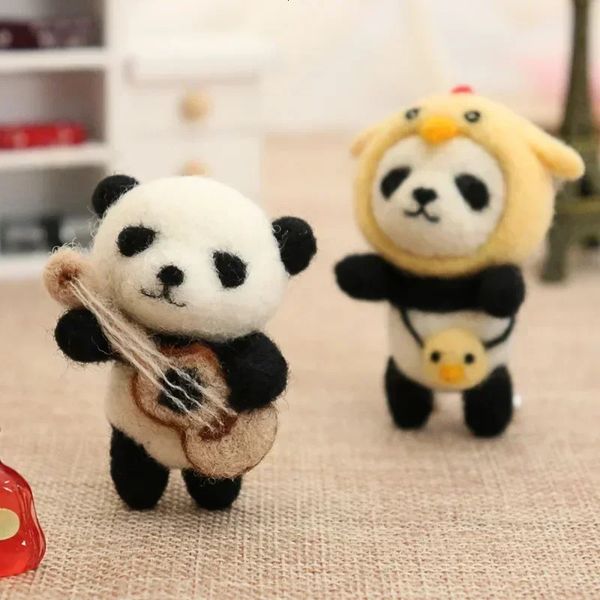 DIY Filz handgemachte Panda unvollendete Puppe Material Verpackung Kit handgemachte süße Tierplüschtiere für Kinderspaß pädagogische Geburtstagsgeschenke 240124