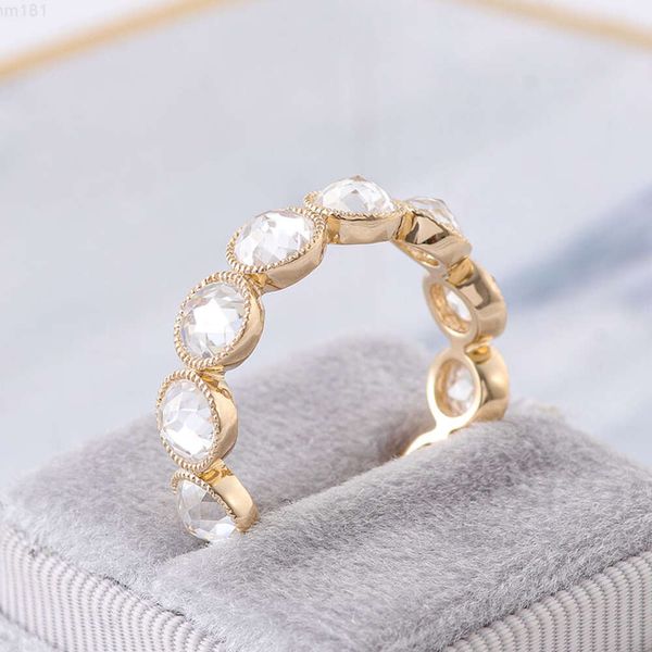 Trendy Jewelry 14k Gold Moissanit Ring mit Vvs 5mm rundem Moissanit Diamant Verlobungsring mit flachem Boden