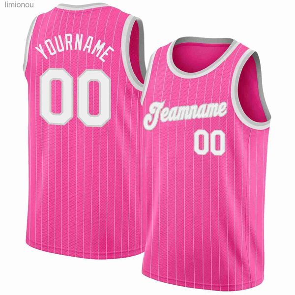 Herren-Tanktops, rosa Farbe, individuelles Basketball-Trikot, Tanktops für Herren, personalisiertes Team-Unisex-TopL240124