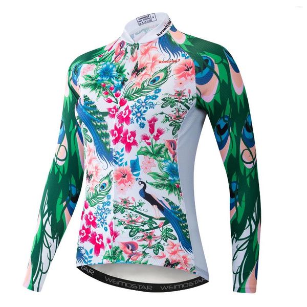 Jaquetas de corrida Ciclismo Jersey Mtb Bicicleta Camisa Mulheres Manga Longa Roupas Bicicleta Roupas Ropa Anti-UV Rosa