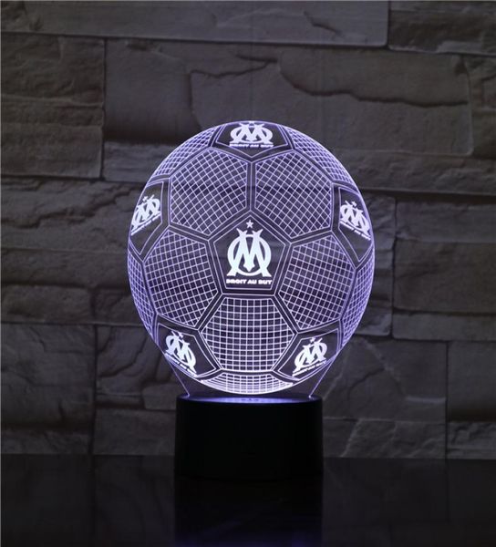 USB LED Night Light 3D Lampada da scrivania da calcio Comodino Soccer Club logo Atmosfera Luce notturna APP Controllo Fan Amici Regalo Camera dei bambini D9624243