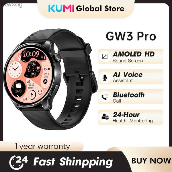 Умные часы KUMI GW3 Pro 1.43 AMOLED Smartwatch HD Экран тонкий 100 + спортивный режим NFC циферблат Bluetooth-вызов IP68 Водонепроницаемые умные часы для мужчин YQ240125