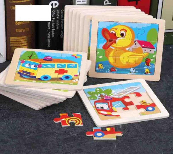 Mini-Größe 1111 cm, Kinderspielzeug, Holzpuzzle, 3D-Puzzle aus Holz für Kinder, Baby-Cartoon-Tier, Verkehrspuzzles, Lernspielzeug 1870364