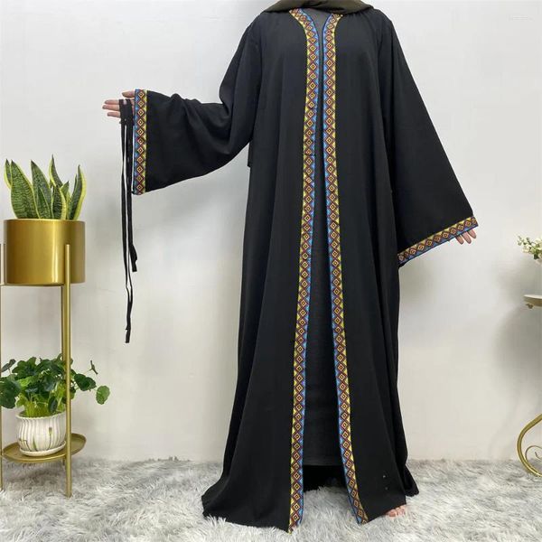 Abbigliamento etnico Cappotto lungo moda araba musulmana Donna Abaya con cintura gratuita Abito semplice modesto di alta qualità EID Ramadan islamico