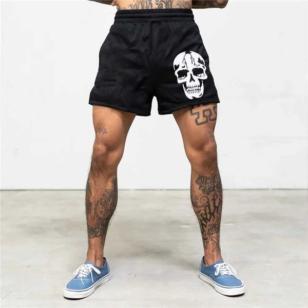 Shorts masculinos Y2k Gym Shorts Men 2023 Skull Running Fitness Shorts Respirável Malha Treinamento Quick Dry Mens Gym Shorts Beach Sport Calças Curtas J240124