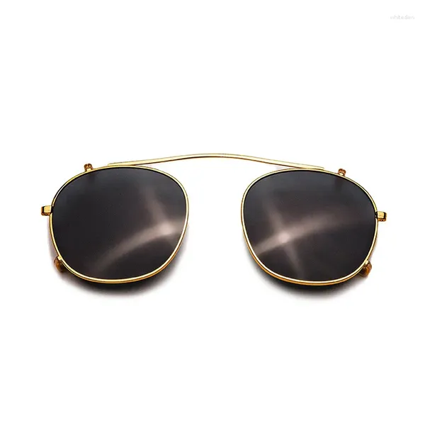 Güneş Gözlüğü Vazrobe Gold Siyah Kahverengi Polarize Klipli Erkekler Kadınlar Gözlüklerin Üzerine Uyum Çerçeve Goggles UV400 Vintage Steampunk