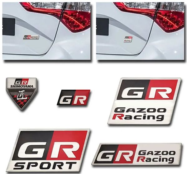 3D Alluminio GR SPORT GAZOO RACING Badge Car Side Body Baule posteriore Decorazione adesivo per Toyota Corolla Cross Chr Yaris Rav4