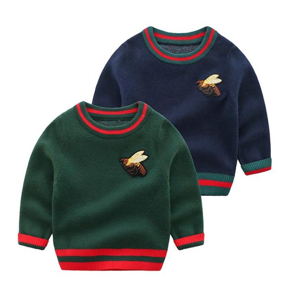 Kinder warmer Pullover Design Baby Mädchen Jungen bestickte Biene Strickpullover Pullover Weihnachten Wollmischungen Pullover Kinder 024M bo4099079