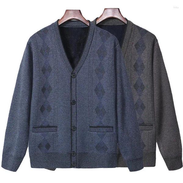 Men's Sweaters Fashion Brand V-neck Sweater Coat Men Cardigan 2024 Autumn And Winter Fleece Casual Tops Thick Warm Wool Drop