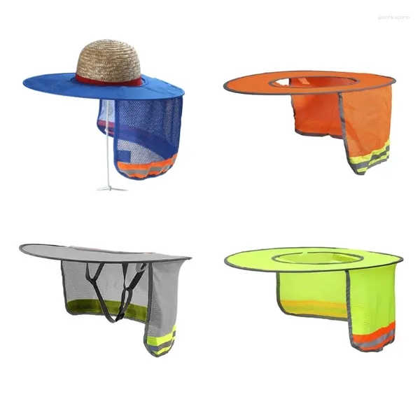 Berets Hard Hat Sun Shade Mesh Sunshade com tira reflexiva de alta visibilidade respirável proteção UV protetor de pescoço para