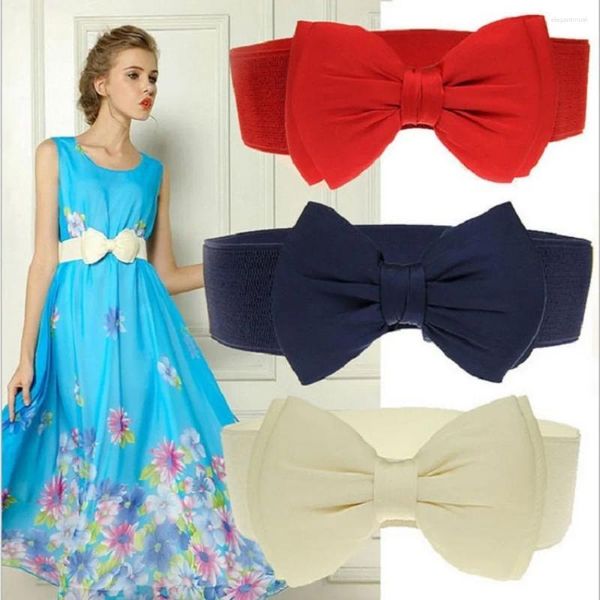 Gürtel Vintage Damen Bowknot Chiffon Breiter Gürtel Kleid Elastischer Kummerbund Bund Frauen Mode Party Taille Für Rock Mantel