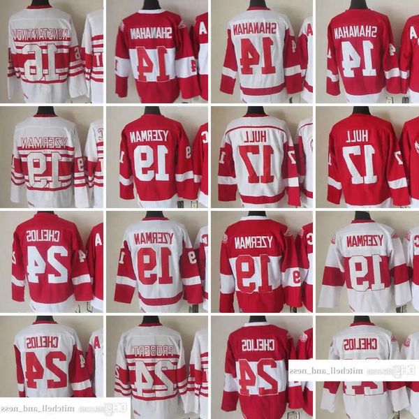 1926-1999 Film Retro CCM Hokey Jersey Nakış 19 Steve Yzerman 24 Chris Chelios 17 Brett Hull 14 Brendan Shanahan 16 Vladimir Konsta 67