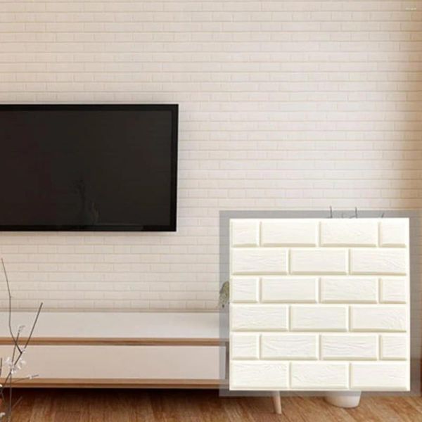 Adesivos de parede diy autoadesivo 3d painéis de espuma à prova dwaterproof água cobrindo papel de parede casa sala estar decoração tv fundo decoração criança