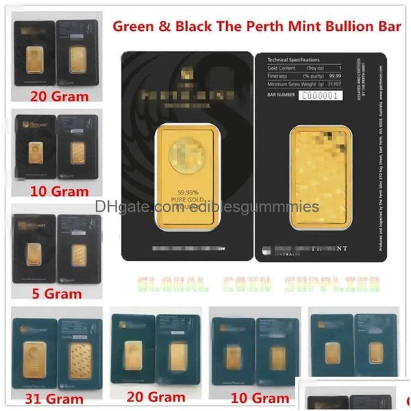 Другие товары для декоративно-прикладного искусства 5/10/20/50 грамм The Pertmint Blion Bar Australia Green Black Blister Качественный бизнес-подарок Украшения для дома Met Dhzxh