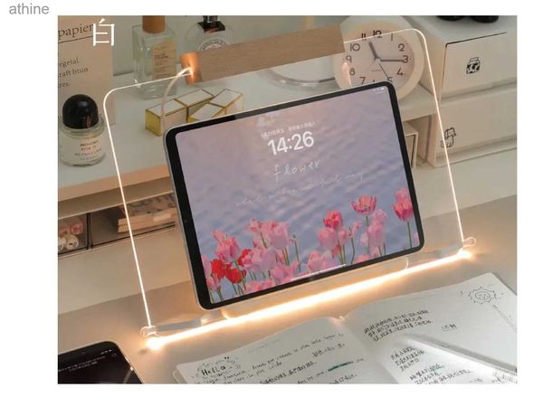 Supporti per tablet PC LIZENGTEC Supporto mobile da tavolo in acrilico trasparente regolabile portatile iPad pieghevole multifunzionale con luce YQ240125