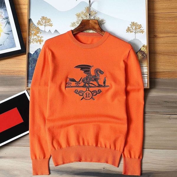 High End Men Sweater Designer Sweaters Mens Womens Moda Evil Dragon Letters Bordado Gráfico Knitwear Casual Solto Em Torno Do Pescoço De Manga Longa