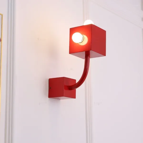 Lâmpada de parede minimalista moderna retro decorativa sala de estar fundo espaço idade vermelho quarto iluminação de cabeceira