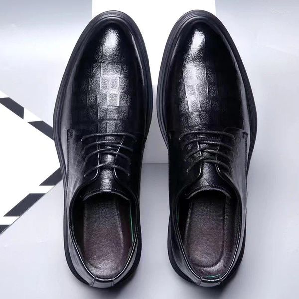 Elbise ayakkabıları erkekler resmi deri 2024 polar iş rahat İngiliz siyah küçük