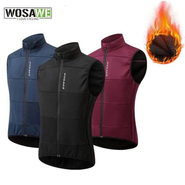 WOSAWE Herren-Winter-Thermo-Fahrradweste, warm, ärmellos, winddicht, wasserdicht, Laufweste, MTB, Fahrrad, reflektierende Kleidung, 240123