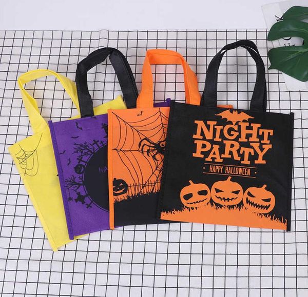 2021 Halloween Fantasma Abóbora Aranha Net Impressão Bolsa Não tecido Tote Cartoon Bolsa de mão Aluno do jardim de infância de volta às aulas Presente Party2482585