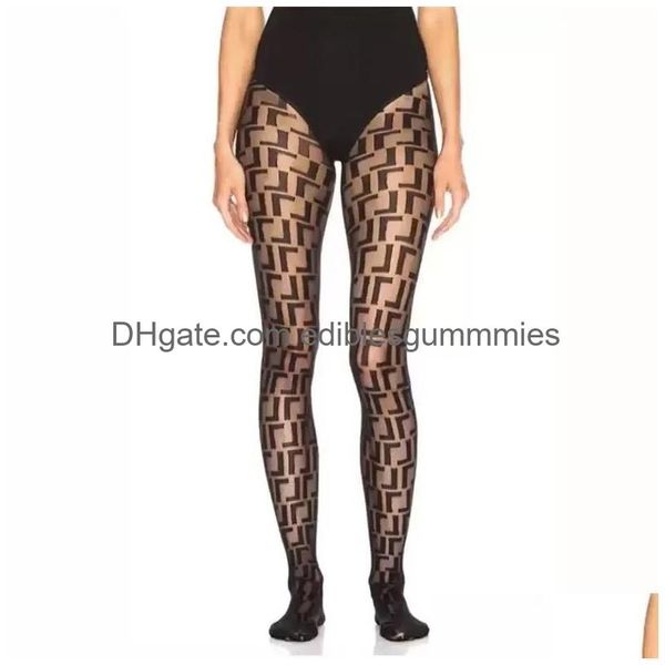 Altri tessili per la casa Abbigliamento da donna Mutandine sexy Calze firmate Abiti per donna Moda Lettere Collant Calza a rete Ladies Wedd Dhmxh