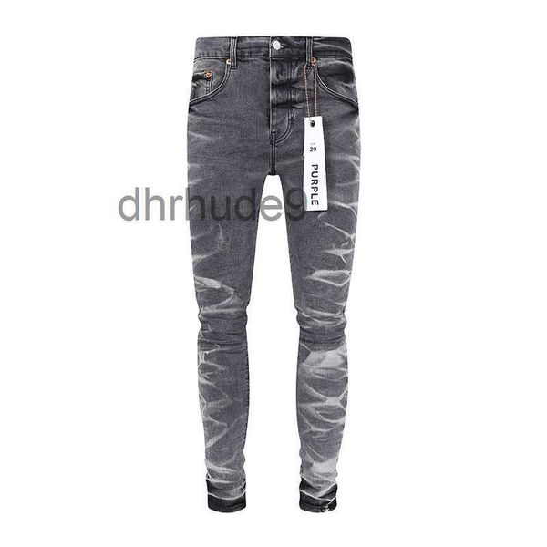 Jeans da uomo di marca viola pantaloni moda grigi rugosi uomo streetwear strappati lunghi QBMR