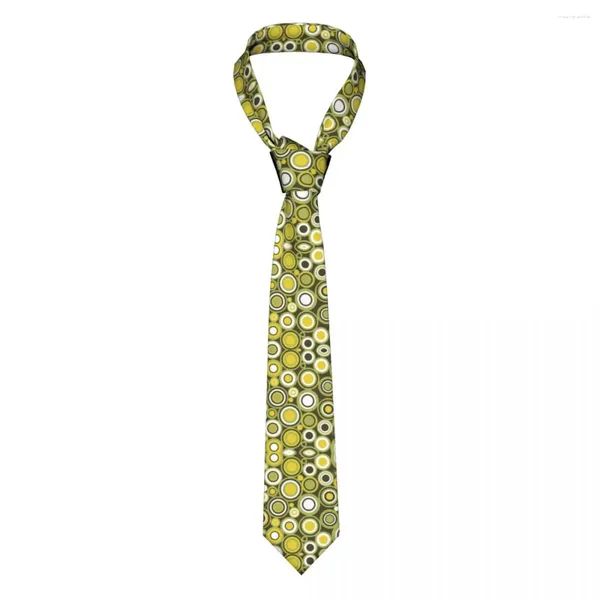 Laços formais verde amarelo e branco círculo retro pescoço para festa personalizada gravata colorida geométrica masculina