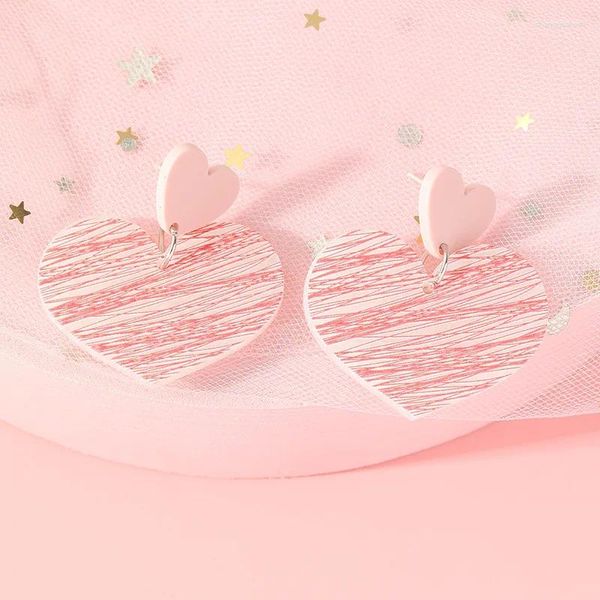 Orecchini pendenti coreano cuore rosa goccia acrilica per donna ragazza carina estetica minimalista gioielli orecchino per feste regalo di San Valentino
