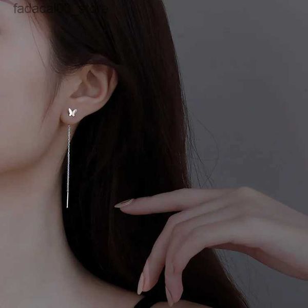 Stud Koreanische Version Schmetterling Geformt Lange Quaste Ohrringe Für Frauen Ohr-piercing Ohrringe Silber Gold Farbe Temperament Schmuck Q240125