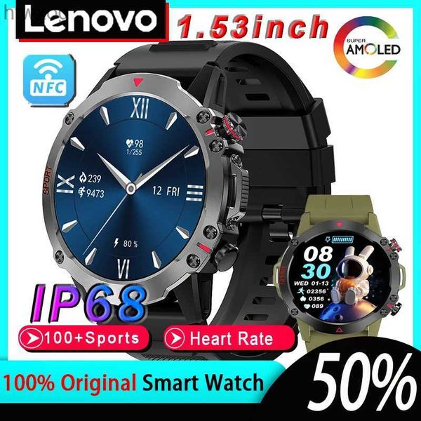 Relógios inteligentes Lenovo AMOLED Esporte ao ar livre Smartwatch Assistente de voz Monitor de frequência cardíaca Relógio Fitness Track IP68 à prova d'água NFC Smartwatch2023 YQ240125