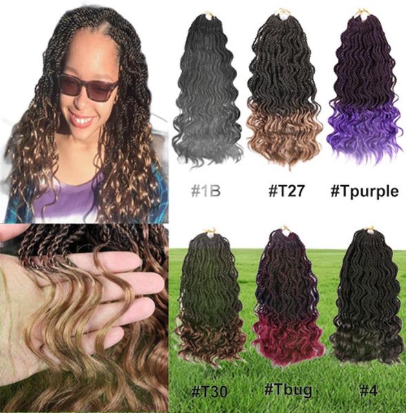 Lans 14 pollici capelli senegalesi all'uncinetto viola ombre intrecciare i capelli onda estremità sintetico nuovo stile sottile trecce all'uncinetto Jumbo Bund7963416