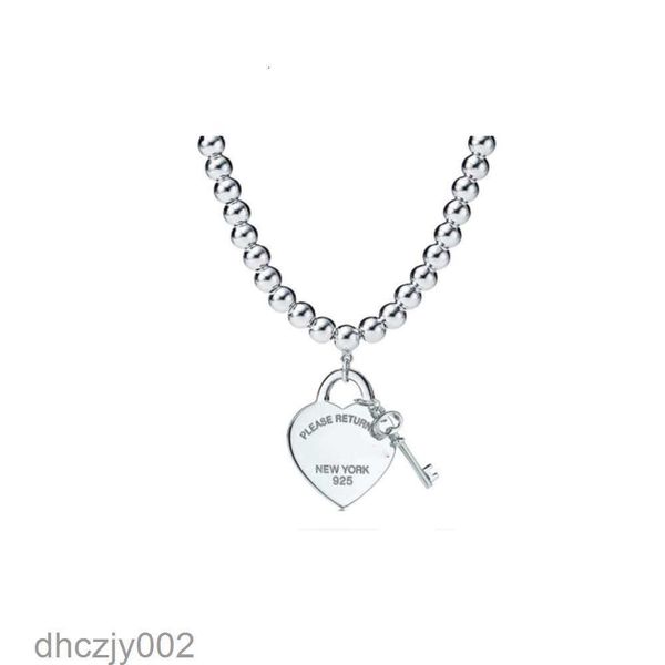 Дизайнерское классическое ожерелье из стерлингового серебра S925 с сердечком и позолоченным бриллиантом, популярная цепочка с подвеской «Любовь» на воротнике 3PF0 L7D3