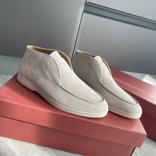 Scarpe casual da uomo di lusso migliori lp passeggiate aperte scarpe da passeggio estive mocassini in pelle scamosciata mocassini pigri da città sneaker in pelle scamosciata nera da donna taglio medio scarpa con stivaletto piana alta con scatola