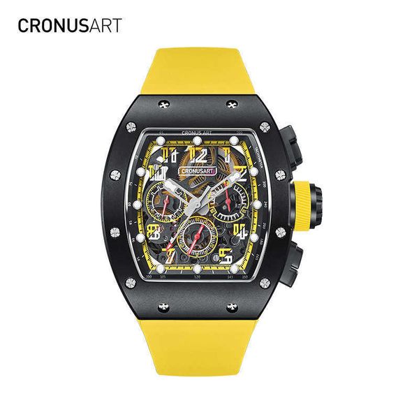 CRONUSART – montre-bracelet suisse pour hommes, série piste de course en carbone, mécanique, entièrement automatique, creuse, tendance