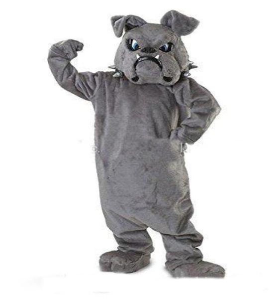 2019 fabrikneues cooles Bulldoggen-Maskottchen-Kostüm, graues Schultier-Team, Cheerleading, komplettes Outfit für Erwachsene, Größe 4007144