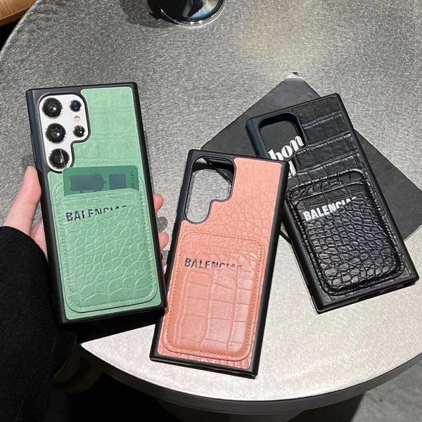 Lindas capas de telefone de cartão de couro Samsung Galaxy S20 S21 S22 S23 S24 S25 S26 Note 10 20 Plus Ultra Case com caixa de presente embalagem homem mulher