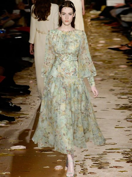 Runway hoge kwaliteit lente herfst nieuwe dames celebrity party mode vintage elegante designer lange mouw riem print midi-jurk