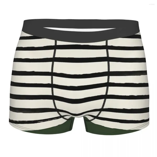 Mutande Forest Green Stripes Mutandine traspiranti Intimo maschile Pantaloncini stampati Boxer