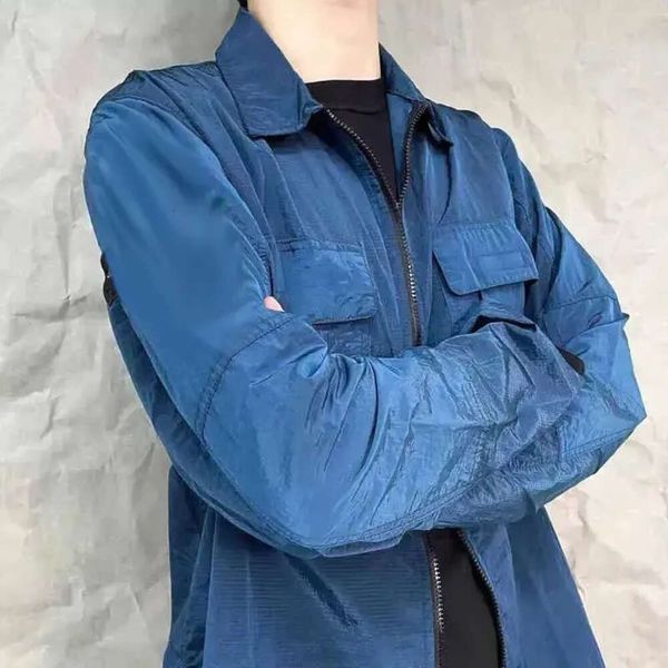 Jaqueta masculina lapela pescoço blusão com zíper casaco náilon itália estilo casal fibra náilon saco duplo jaquetas 500