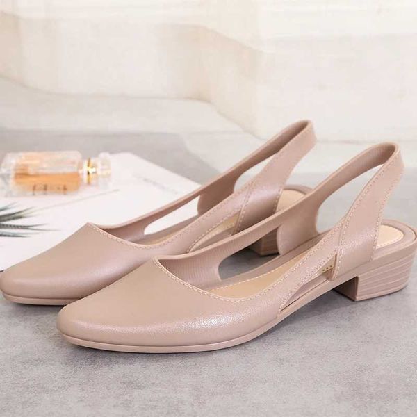 Elbise Ayakkabı 2023 Sandalet Kadınlar Sandal Toe Toe Thunky Med Yüksek Topuklu Flip Flip Flips Slingback Casual Candy Skidroof Plaj Ayakkabıları için Kadınlar için 231228