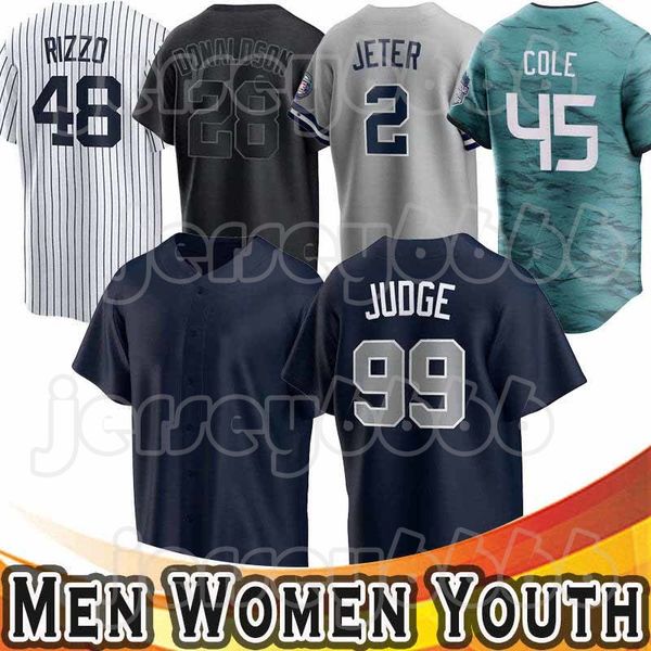 99 Maglie da baseball Aaron Judge 45 Gerrit Cole 2 Derek Jeter 22 Juan Soto 3 Babe Ruth 11 Anthony Volpe Anthony Rizzo Mantle Giancarlo Stanton Gleyber Torres DJ LeMahieu