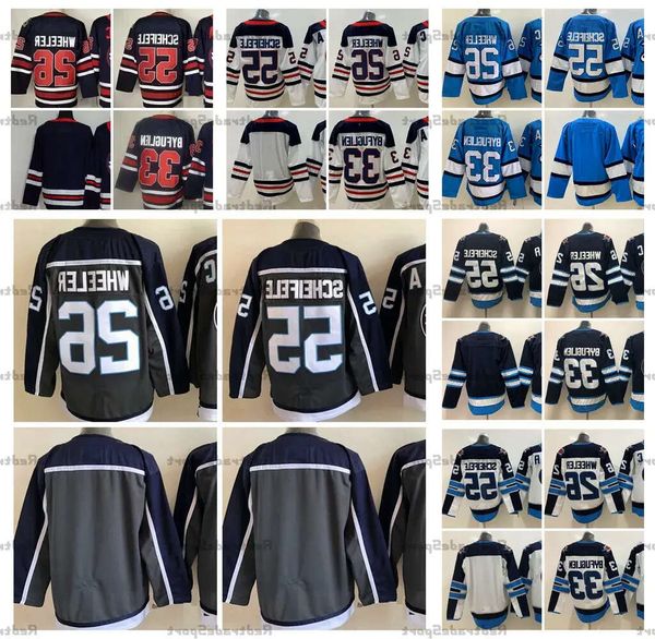 Maglie da hockey 2024 Reverse Retro Grey 55 Mark Scheifele 26 Blake Wheeler (C) 33 Dustin Byfuglien Heritage Classic Maglie bianche cucite 94