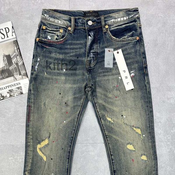 Erkek Marka Pantolon Erkekler İçin Mor Jeans Tasarımcısı Bol Gözyaşları Avrupa Jean Hombre Pants Pantolon Biker Nakış CJD2307263 WHKO