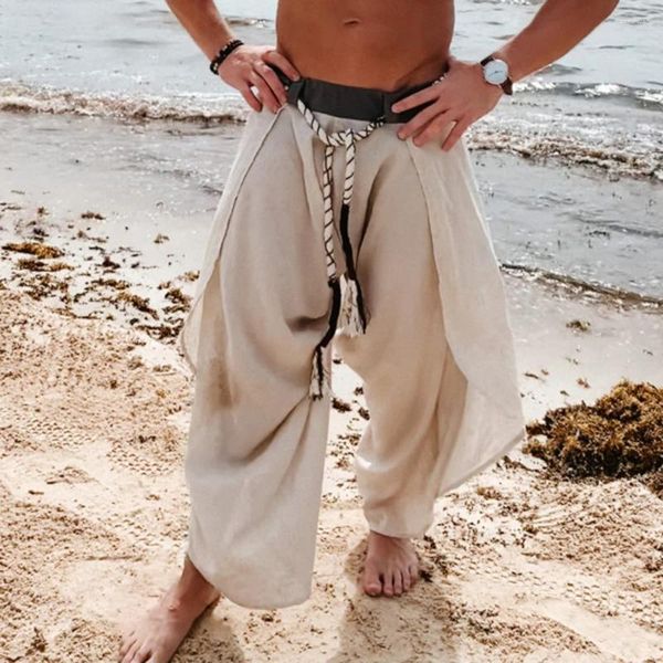 Herrenhose Herren Resort Einfarbig Lässig 2024 Frühling Sommer Große Größe Modische elastische Taille Unregelmäßige Doppelschichthose